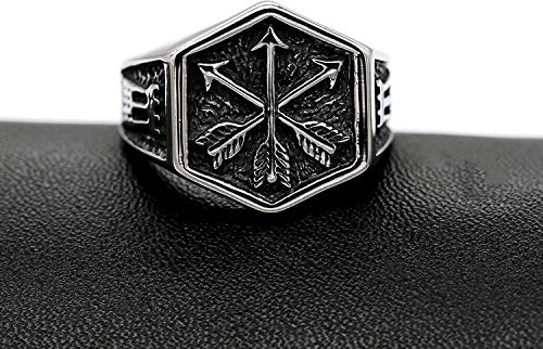 QAZXCV Vintage Punk Ring Hombre Amplio Boda Boda Joyería Flecha Anillo Acero Inoxidable Punk Biker Hexagon Anillos Chicos Hombres Cumpleaños Aniversario Partido Joyería Anillo,15