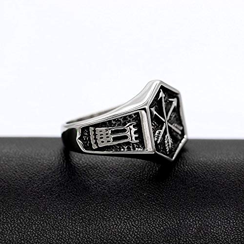 QAZXCV Vintage Punk Ring Hombre Amplio Boda Boda Joyería Flecha Anillo Acero Inoxidable Punk Biker Hexagon Anillos Chicos Hombres Cumpleaños Aniversario Partido Joyería Anillo,15