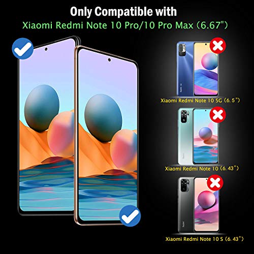 QHOHQ 3 Piezas Protector de Pantalla para Xiaomi Redmi Note 10 Pro/Note 10 Pro MAX con 3 Piezas Protector de Lente de Cámara,Cristal Templado Membrana,Anti-Arañazos - Sin Burbujas - Fácil de Instalar