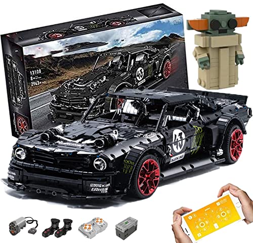 QIFB Tecnología Modelo de coche deportivo, 2943 Parts Technology Racing Car Control remoto con mando a distancia y motor, MK 13108 juego de construcción, compatible con Lego