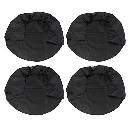 Qiilu 4pcs 32 pulgadas Cubiertas de llantas de ruedas Cubiertas protectoras de ruedas para RV Camión Coche Camper Remolque Negro L1c563