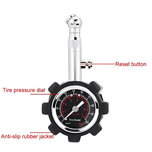 Qiilu Manual de la mano 0 - 100PSI Tire Air Pressure Gauge Meter Tester para el coche del carro de la motocicleta de la bici