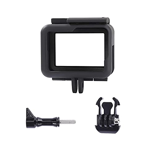 QIMEI-SHOP Carcasa Protectora Compatible con GoPro Hero 7/6/5/(2018) Black Marco Montura con Instale la Base y los Tornillos Negro