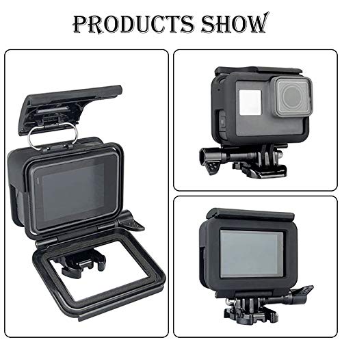 QIMEI-SHOP Carcasa Protectora Compatible con GoPro Hero 7/6/5/(2018) Black Marco Montura con Instale la Base y los Tornillos Negro