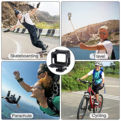 QIMEI-SHOP Carcasa Protectora Compatible con GoPro Hero 7/6/5/(2018) Black Marco Montura con Instale la Base y los Tornillos Negro