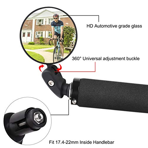 QIMEI-SHOP Espejo Bicicleta Retrovisor Manillar Espejos Ciclismo Seguridad Universal Ajustable Convexo 360°Giratorio Gran Angular Espejo para Bici del Camino de Montaña