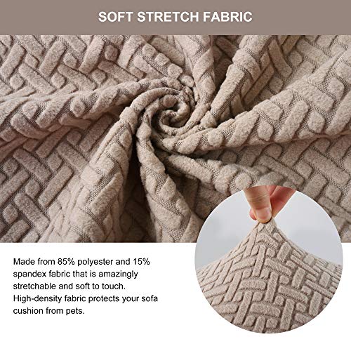 Qishare Funda de cojín para sofá Funda elástica para asiento de sofá Funda protectora con fondo elástico Lavable Fundas de cojín de sillón universales súper suaves(Caqui, 1)