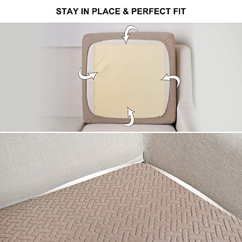 Qishare Funda de cojín para sofá Funda elástica para asiento de sofá Funda protectora con fondo elástico Lavable Fundas de cojín de sillón universales súper suaves(Caqui, 1)