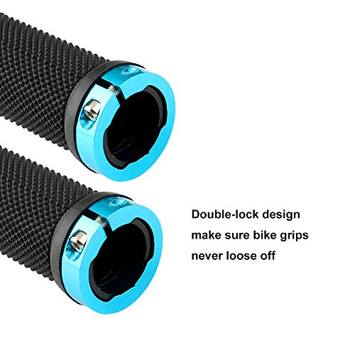 QitinDasen 2 Pares Premium Puños Bicicleta, Puños Manillar Antideslizante Ergonomicos, Empuñadura BMX, Puños MTB, Protector Manillar Bicicleta, para Mango de Diámetro 22mm (Azul + Rojo)