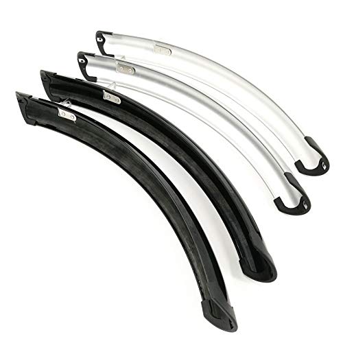 Qivor 700C Camino de la Bicicleta Delantera del Guardabarros Trasero Retro Bicicleta Fija del Engranaje de la Bici de la Bicicleta Fender práctica de Piezas de Plata Negro (Color : Black 1pair)