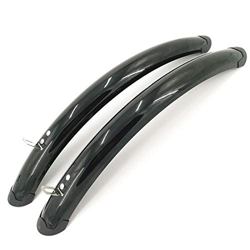 Qivor 700C Camino de la Bicicleta Delantera del Guardabarros Trasero Retro Bicicleta Fija del Engranaje de la Bici de la Bicicleta Fender práctica de Piezas de Plata Negro (Color : Black 1pair)