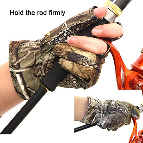 QualyQualy Guantes de Pesca y Caza Camuflaje Antideslizantes, Guantes de Caza y Pesca Hombre, Guantes sin Dedos Caza y Pescar de Verano