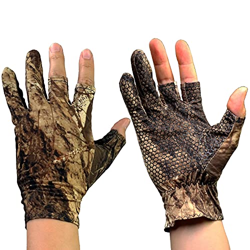 QualyQualy Guantes de Pesca y Caza Camuflaje Antideslizantes, Guantes de Caza y Pesca Hombre, Guantes sin Dedos Caza y Pescar de Verano