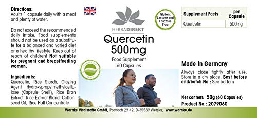 Quercetina 500mg – Altamente dosificada y vegana – 60 cápsulas