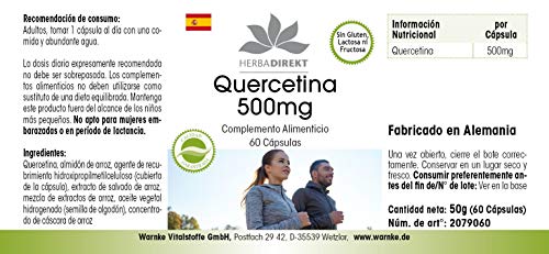 Quercetina 500mg – Altamente dosificada y vegana – 60 cápsulas