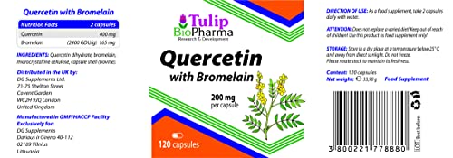 Quercetina con Bromelina 120 Cápsulas Suplemento de Salud de Alta Dosis