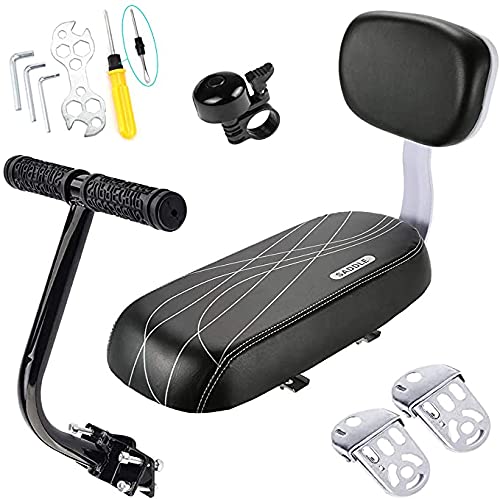 Queta Asiento Bicicleta para Niños, Asiento Trasero de Bicicleta con Respaldo, Asiento Trasero de Esponja Suave, Accesorios para Bicicleta, con Cojín y Respaldo Suave, Cómodo para Niños o Adultos.