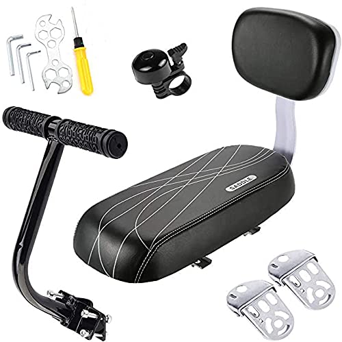 Queta Asiento Bicicleta para Niños, Asiento Trasero de Bicicleta con Respaldo, Asiento Trasero de Esponja Suave, Accesorios para Bicicleta, con Cojín y Respaldo Suave, Cómodo para Niños o Adultos.