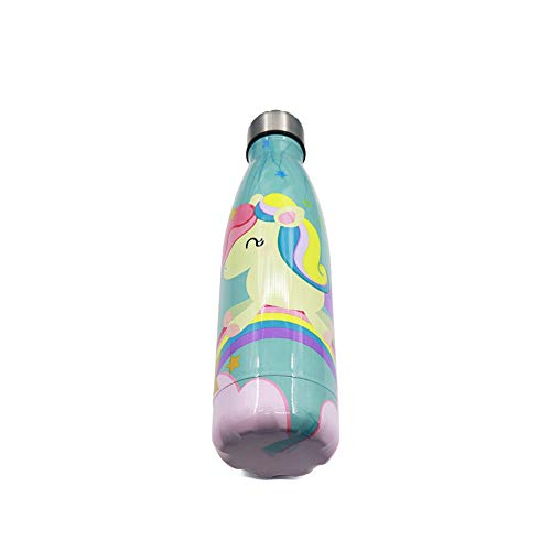 QUNUNOIRE-Botella de Agua Deportiva Acero Inoxidable 500 ml Botellas de Frío/Caliente, Sin BPA para Niños, Deporte, Oficina, Gimnasio, Ciclismo,Bicicleta Verde