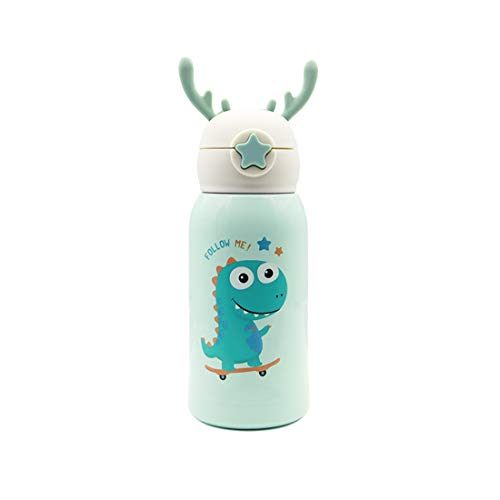 QUNUNOIRE-Botella de Agua Deportiva Acero Inoxidable para Niños 500 ml Botellas de Frío/Caliente, Sin BPA para Niños, Deporte, Oficina, Gimnasio, Ciclismo,Bicicleta 500 ML Verde