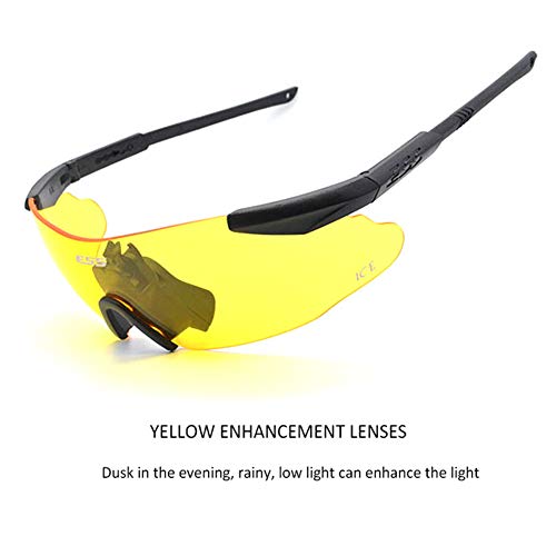 QWERDF Gafas De Tiro Táctico, Protección De Los Ojos De Alto Impacto Gafas De Seguridad con 3 Lentes Intercambiables para El Ciclismo, Conducción, Senderismo, Pesca, Caza