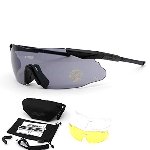 QWERDF Gafas De Tiro Táctico, Protección De Los Ojos De Alto Impacto Gafas De Seguridad con 3 Lentes Intercambiables para El Ciclismo, Conducción, Senderismo, Pesca, Caza