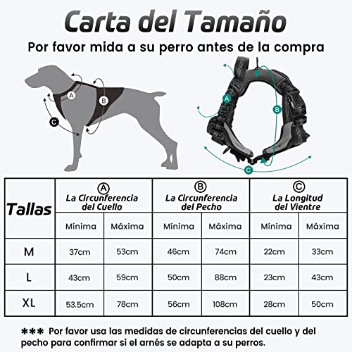 rabbitgoo Arnes Perros Arnés Chaleco Antitirones para Perros Grandes y Medianos con Correas Elásticas para Absorber Golpes Ajustable para Caminar con Asa de Fácil Control Reflectante, Negro XL