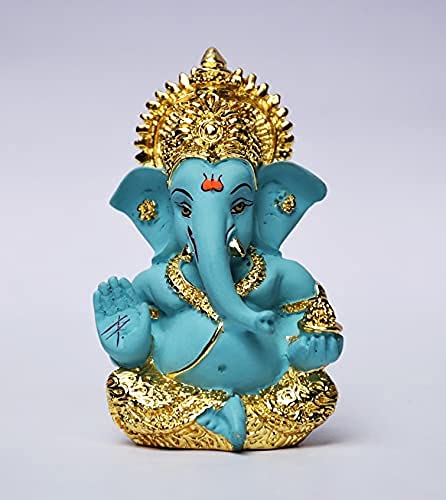 Radhna Oro chapado en oro Ganesha Idol (Fluro Verde) - entrega más rápida por DHL/FedEx