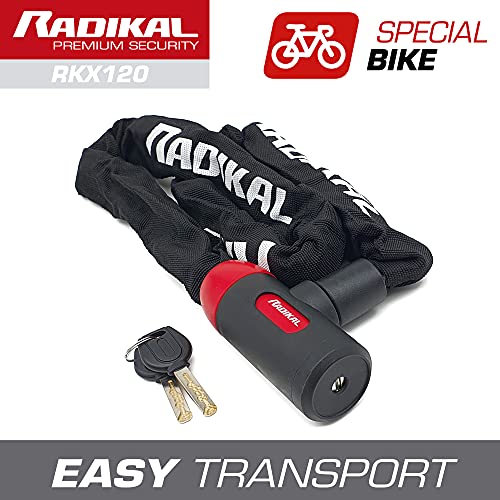 Radikal Rkx120 Cadena Antirrobo Moto Scooter Bici Acero Reforzado de 8mm 120cm