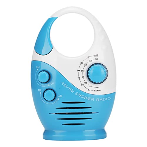 Radio Portátil, Am FM Tipo Gancho, Impermeable, Radio de Ducha de Música para Transmisión con Altavoz para Duchas, Mesitas de Noche Y Garajes (Azul)