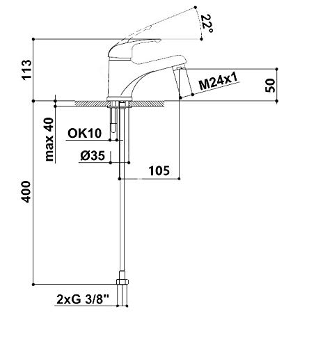 RAF - Grifo Mezclador Monomando Cromado para Lavabo sin Válvula Automática