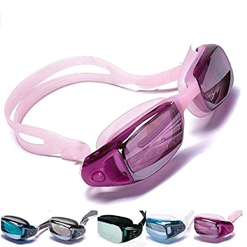 Rain & Star Pro Gafas de Natación para Adultos-Lentes Espejo- Anti-Nieble-Hermético-Ajustable-Crystal Clear Vision, protección UV,Prevención del Agua, Estuche Protector Gratuito, Verano(Rosa)