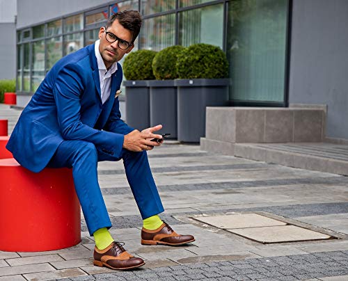 Rainbow Socks - Hombre Elegantes Calcetines Antibacterianos con Iones de Plata - 5 Pares - Limon Amarillo Naranja Botella Verde Rojo Oscuro Azul - Talla 42-43