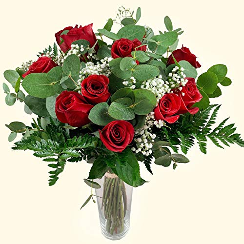 RAMO DE 12 ROSAS rojas NATURALES - ENTREGA EN 24 HORAS - Flores Frescas - Aniversario