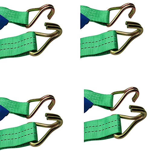 Ratchoox Correas de amarre de trinquete 2T resistentes con mango de hierro para remolque de carga verde (4, 3 m x 50 mm)