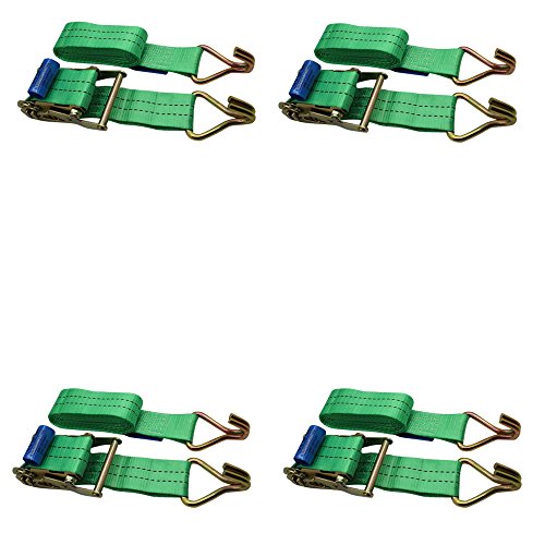 Ratchoox Correas de amarre de trinquete 2T resistentes con mango de hierro para remolque de carga verde (4, 3 m x 50 mm)