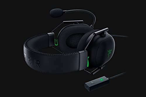 Razer BlackShark V2 Auriculares con Tarjeta de Sonido USB, Auriculares para Juegos Esports, Cable con Controlador de 50 mm, Reducción de Ruido, para PC, Mac, PS4, Xbox One y Switch