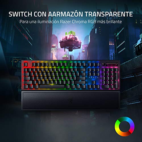 Razer BlackWidow V3 - Teclado mecánico para juegos Premium, teclado mecánico con interruptores verdes, toque y clic, iluminación cromática RGB, teclas multimedia - QWERTY Teclado Español, negro