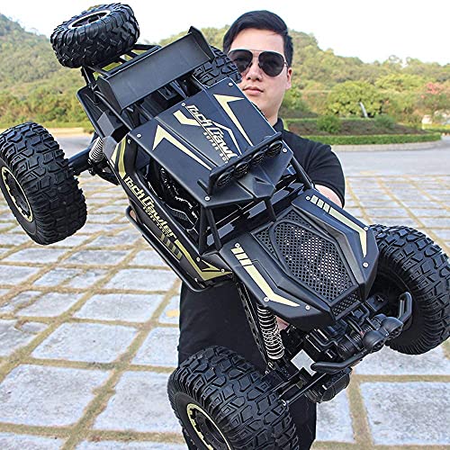 RC Car 1:8 50cm Remote Control Monster Truck 2.4Ghz 4WD Off Road Rock Crawler Vehicle 4x4 Monster All Terrain Rechargeable Electric Crawler Toy for Boys Girls Gifts (Black 3 Battery)