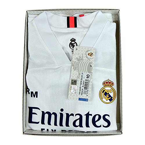 Real Madrid CF Conjunto Camiseta y Pantalón Infantil Primera Equipación Temporada 2020-21 - Producto Oficial Licenciado -Color Blanco (7-8 años, Blanco)