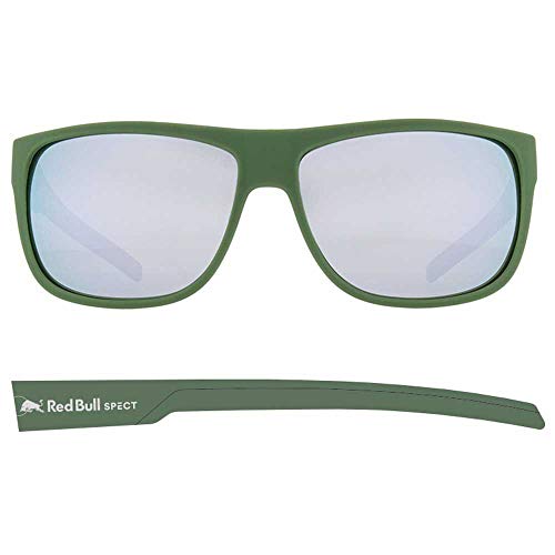 Red Bull Spect Eyewear Loom-003P - Gafas de sol polarizadas, color verde mate, espejo plateado