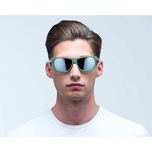 Red Bull Spect Eyewear Loom-003P - Gafas de sol polarizadas, color verde mate, espejo plateado