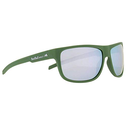 Red Bull Spect Eyewear Loom-003P - Gafas de sol polarizadas, color verde mate, espejo plateado