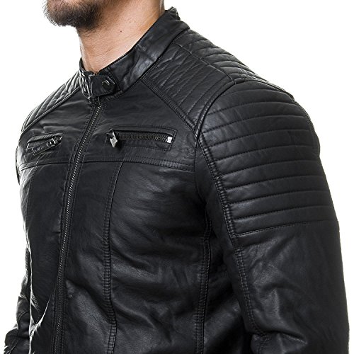 Redbridge Chaqueta de cuero sintético para hombre Cazadora de transición acanalada Negro XXL