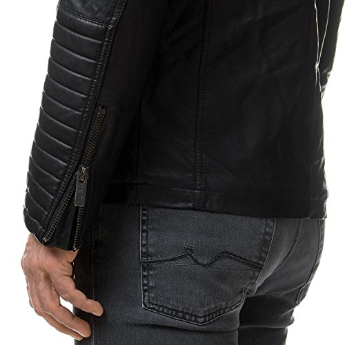 Redbridge Chaqueta de cuero sintético para hombre Cazadora de transición acanalada Negro XXL