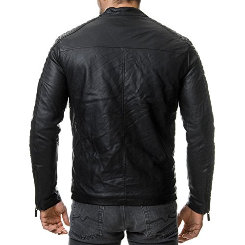 Redbridge Chaqueta de cuero sintético para hombre Cazadora de transición acanalada Negro XXL