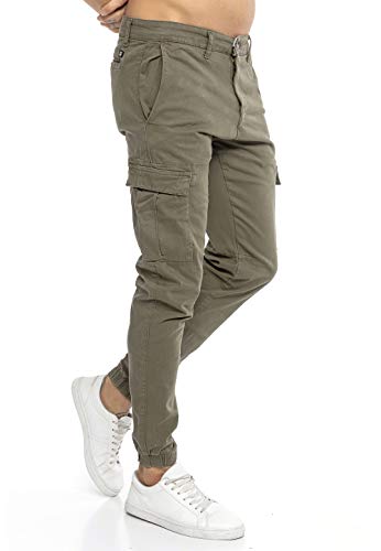 Redbridge Pantalón Chandal para Hombre Vaqueros Jeans Joggers Cargo Look Verde W34 L32