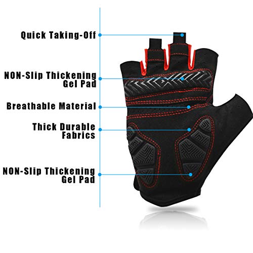 REETEE Guantes de Bicicleta Medio Dedo Guantes para Hombres Mujeres Antideslizante Transpirable Guantes de Ciclismo Guantes Deportivos Cortos para al Aire Libre de Ciclismo (Negro, L)