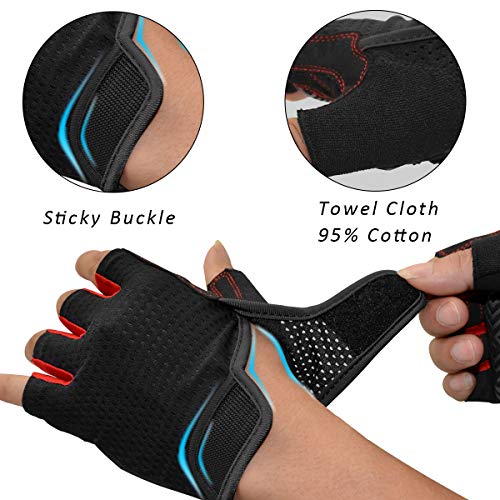 REETEE Guantes de Bicicleta Medio Dedo Guantes para Hombres Mujeres Antideslizante Transpirable Guantes de Ciclismo Guantes Deportivos Cortos para al Aire Libre de Ciclismo (Negro, L)