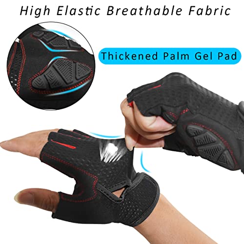 REETEE Guantes de Bicicleta Medio Dedo Guantes para Hombres Mujeres Antideslizante Transpirable Guantes de Ciclismo Guantes Deportivos Cortos para al Aire Libre de Ciclismo (Negro, L)